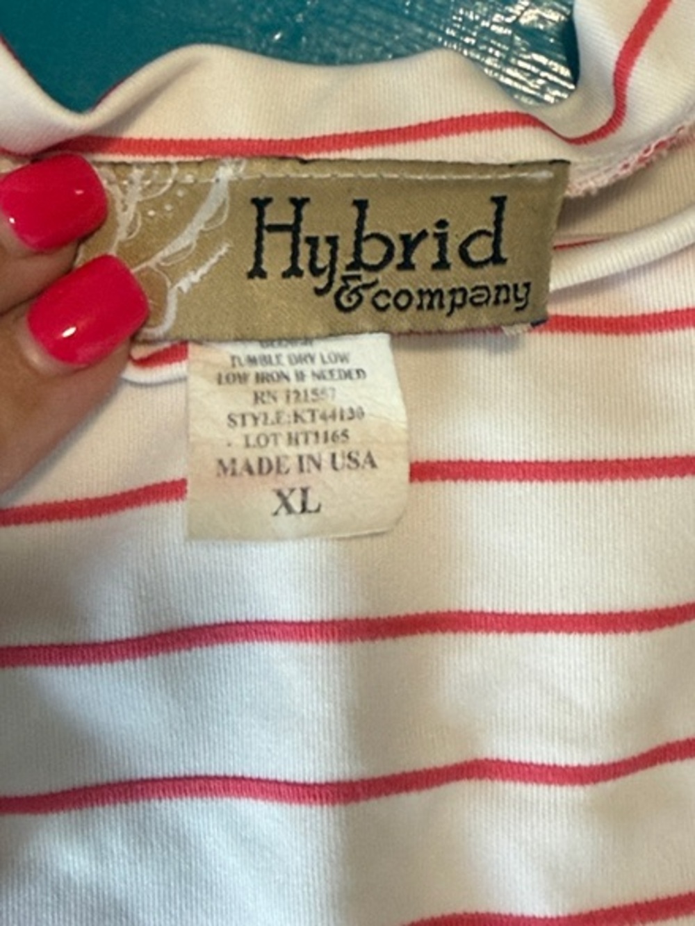 Women's Cream & Red Striped Dolman Batwing Short Sleeve Top - Picture 5 of 6